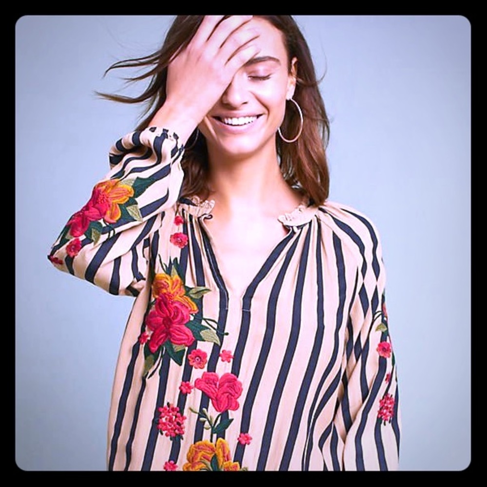 Anthropologie embroidered blouse NWT M